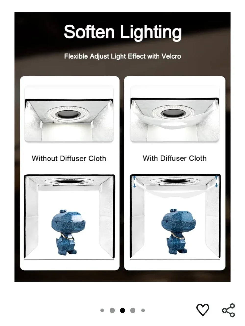 Black Photography Light Box - Portable Photo Studio